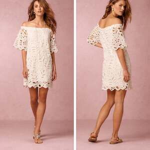 Anthropologie Yoana Baraschi White Eyelet Off Shoulder Dress Boho Lace Small